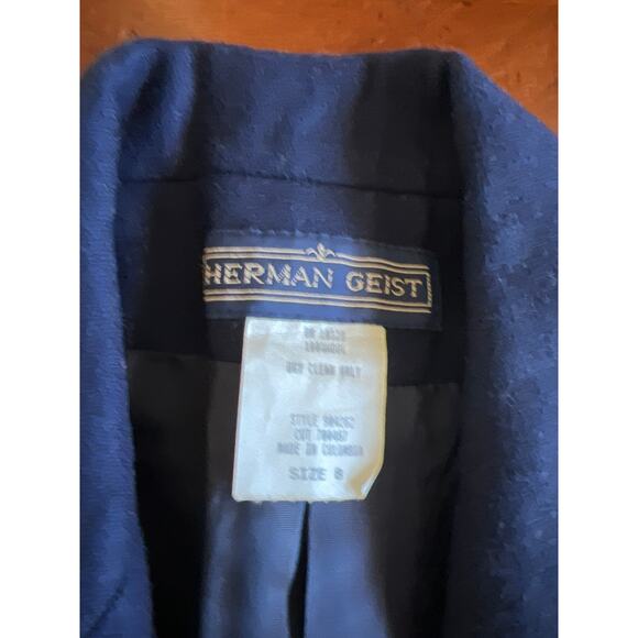 Vintage Herman Geist Size 8 Navy Blue Wool Blazer Preppy Classic - Picture 7 of 10